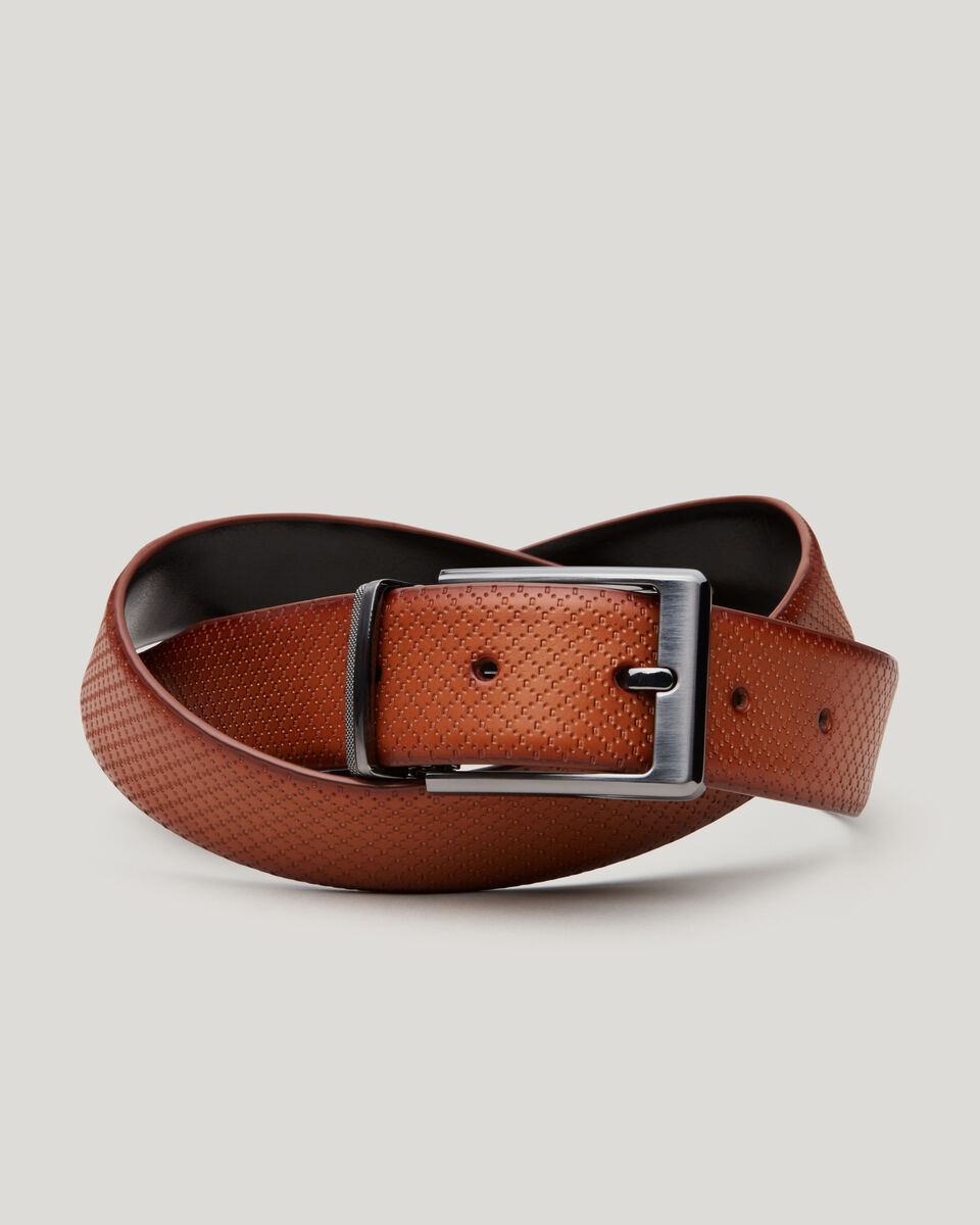 Light Tan/Black Textured Reversible Belt